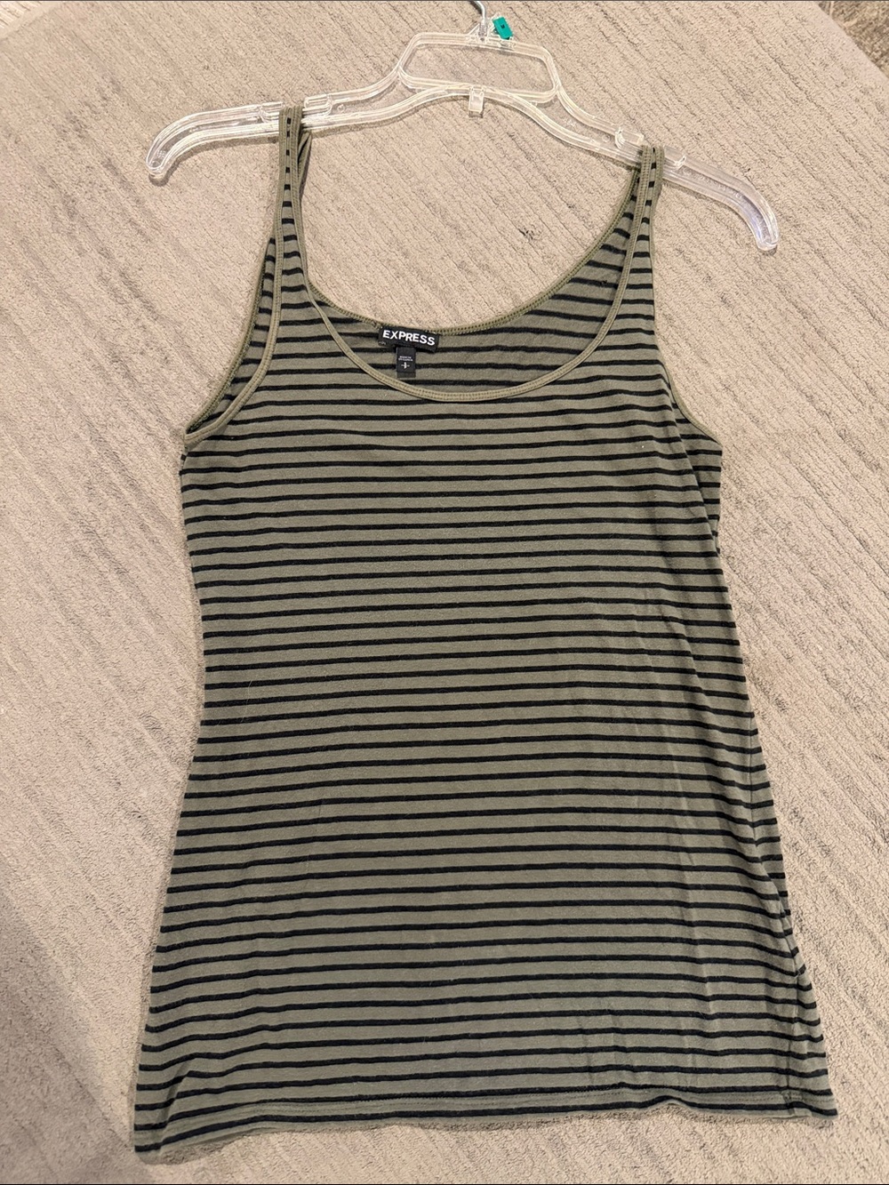 Express Olive & Black Striped Tank Top